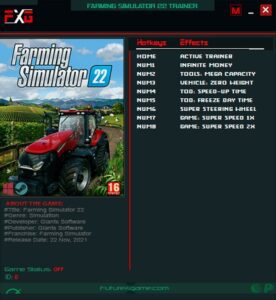 FARMING SIMULATOR 22: TRAINER +8 V1.0-V1.14.0.0 {FUTUREX}