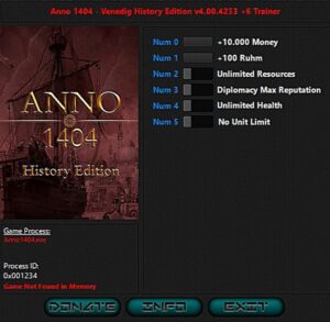 ANNO 1404 – HISTORY EDITION: TRAINER +6 V4.00.4253
