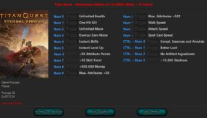 TITAN QUEST – ANNIVERSARY EDITION: TRAINER +19 V2.9.0 {INVICTUS ORCUS / HOG}