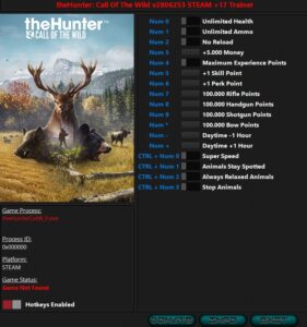 theHunter: Call of the Wild – Trainer +17 v2806253