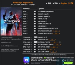 RoboCop: Rogue City Trainer +17 Options