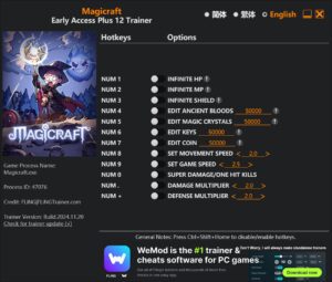 Magicraft Trainer 12 Options · Game Version: Early Access+