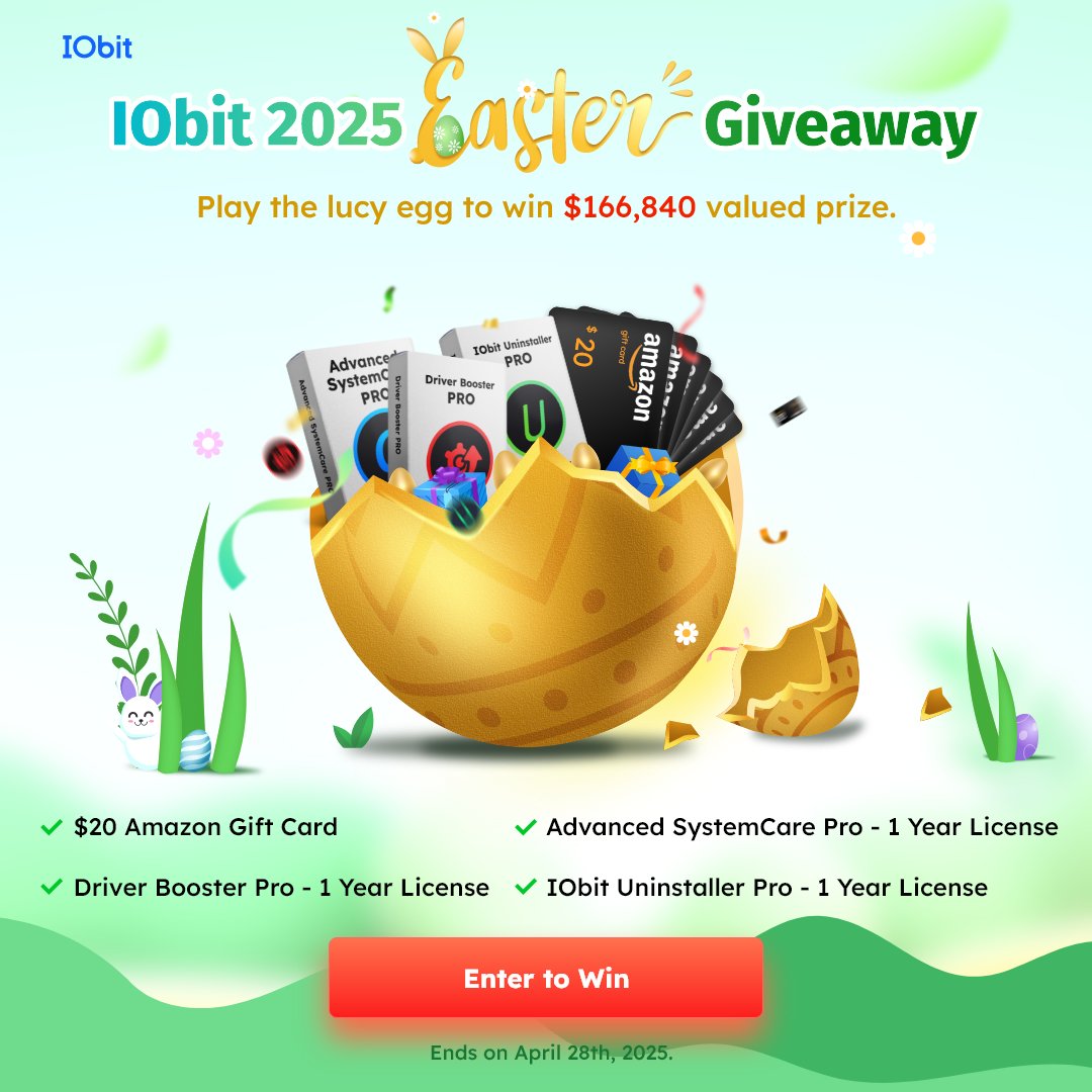 احصل على هدايا رائعة من البرامج المجانية IObit Easter Giveaway 2025