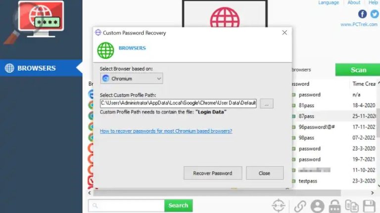 PC Trek Browser Password Recovery Tool – Get Free 6-Month License (Windows 11/10)