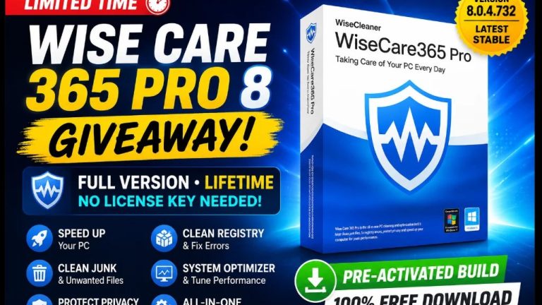 Wise Care 365 Pro 8 Giveaway: Free Full Version with Lifetime License